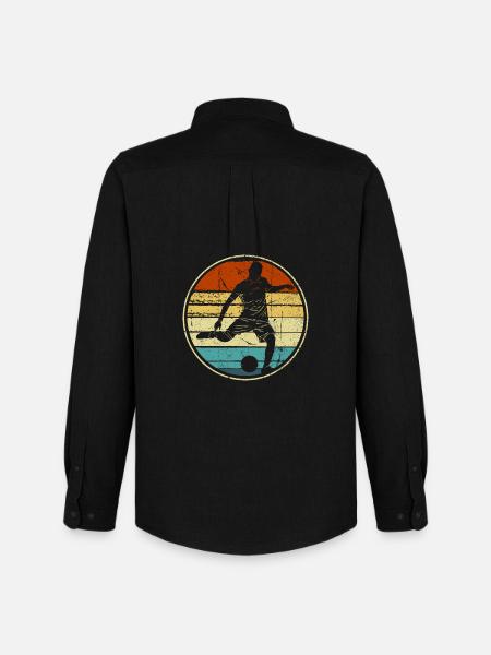 Retro Circular Soccer Silhouette - Men's Oxford Shirt by Stanley/Stella - black