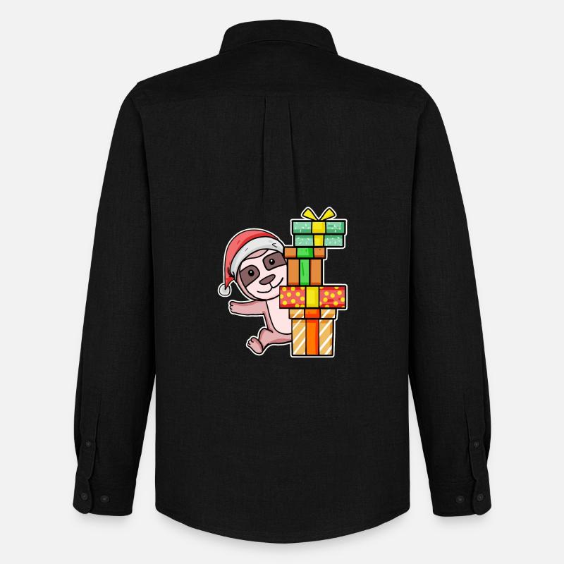 Weihnachten Faultier mit Geschenke - Männer Oxford Hemd von Stanley/Stella - Schwarz
