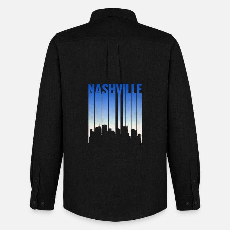 Nashville Skyline Gradient - Männer Oxford Hemd von Stanley/Stella - Schwarz