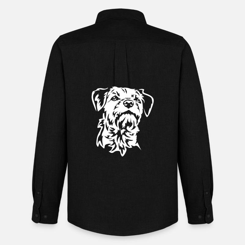 Border Terrier Kopf "Black Edition" - Männer Oxford Hemd von Stanley/Stella - Schwarz