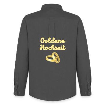 Goldene Hochzeit goldene Eheringe leuchtend Gold - Männer Oxford Hemd von Stanley/Stella - Anthrazit - Hinten - AI Model Male 185 dark (185cm)