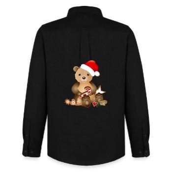 goldiger Bär für Weihnachten mit Weihnachtsmütze - Männer Oxford Hemd von Stanley/Stella - Schwarz - Hinten - AI Model Male 185 dark (185cm)