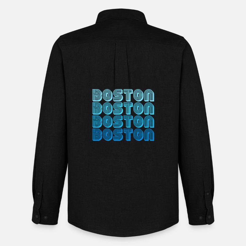 Boston Wiederholungs-Muster Blau Gradient - Männer Oxford Hemd von Stanley/Stella - Schwarz