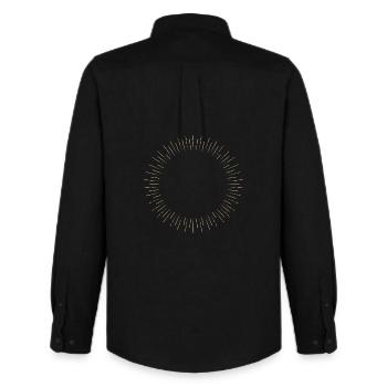 Cadre à rayons de l’anneau solaire doré - Chemise Oxford homme Stanley/Stella - noir - Dos - AI Model Male 185 dark (185cm)