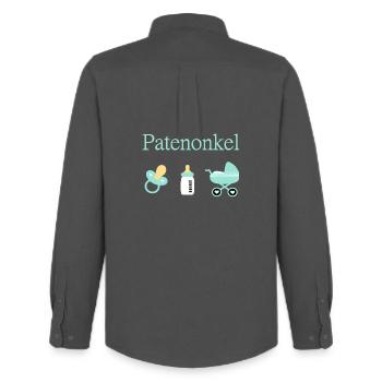 Patenonkel Geburt Junge Taufe - Männer Oxford Hemd von Stanley/Stella - Anthrazit - Hinten - AI Model Male 185 dark (185cm)