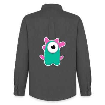 Cute Turquoise Cyclops | Funny Pink Monster - Men's Oxford Shirt by Stanley/Stella - anthracite - Back - AI Model Male 185 dark (185cm)