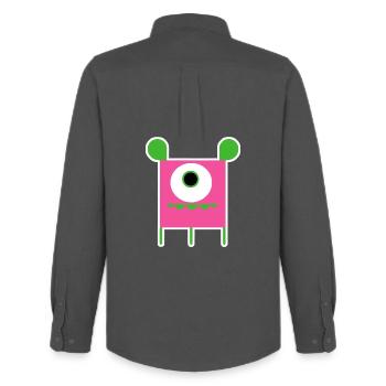 Pink Cyclops Monster | Funny Square Alien - Men's Oxford Shirt by Stanley/Stella - anthracite - Back - AI Model Male 185 dark (185cm)