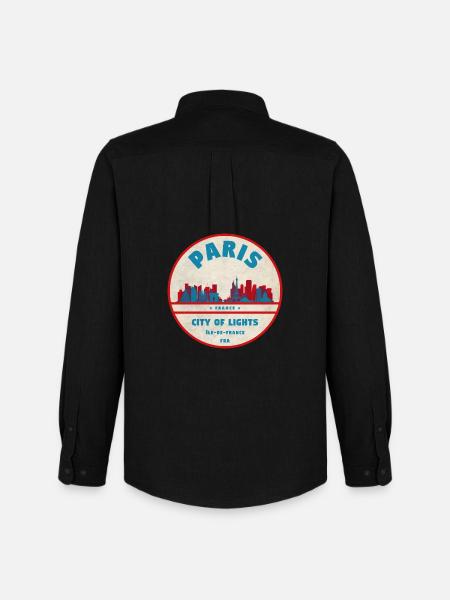 Pariser Stadtlichter Retro Abzeichen - Männer Oxford Hemd von Stanley/Stella - Schwarz