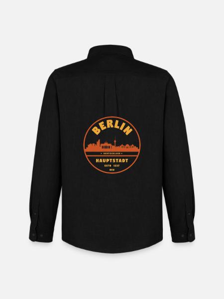 Berliner Hauptstadtsilhouette - Männer Oxford Hemd von Stanley/Stella - Schwarz