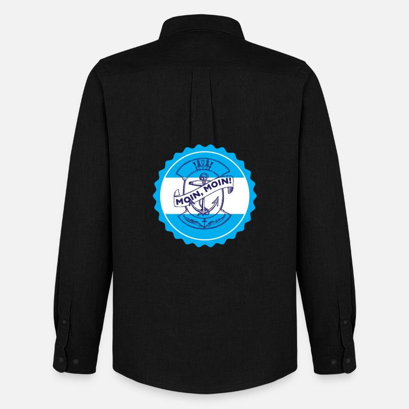 Moin, Moin! Seefahrer Emblem - Männer Oxford Hemd von Stanley/Stella - Schwarz