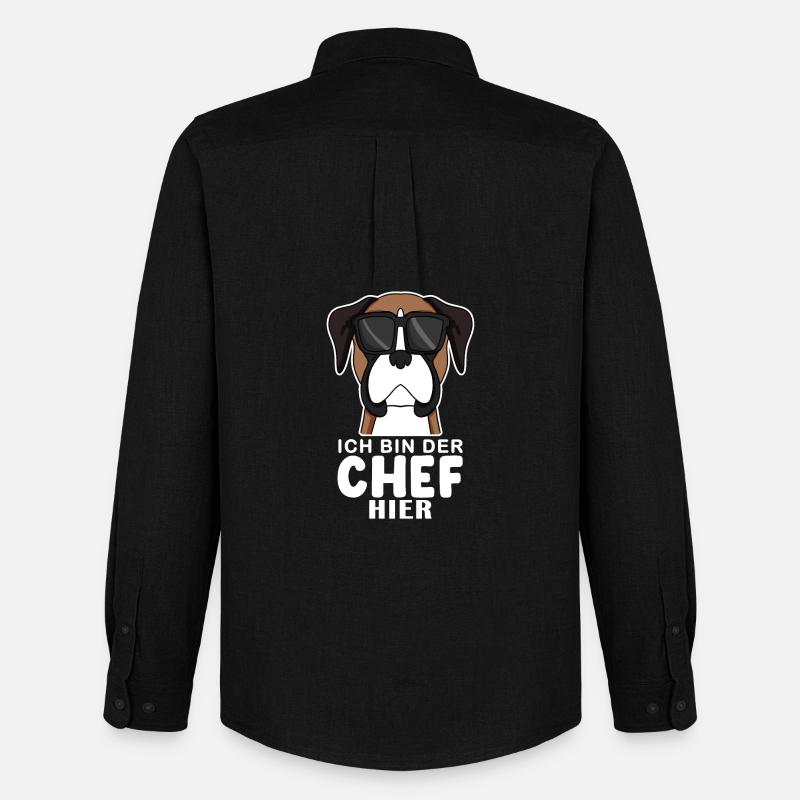Hund Deutscher Boxer Cool Chef - Männer Oxford Hemd von Stanley/Stella - Schwarz