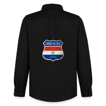 Ciudad del Este Paraguay Drapeaux Design - Chemise Oxford homme Stanley/Stella - noir - Dos - AI Model Male 185 dark (185cm)