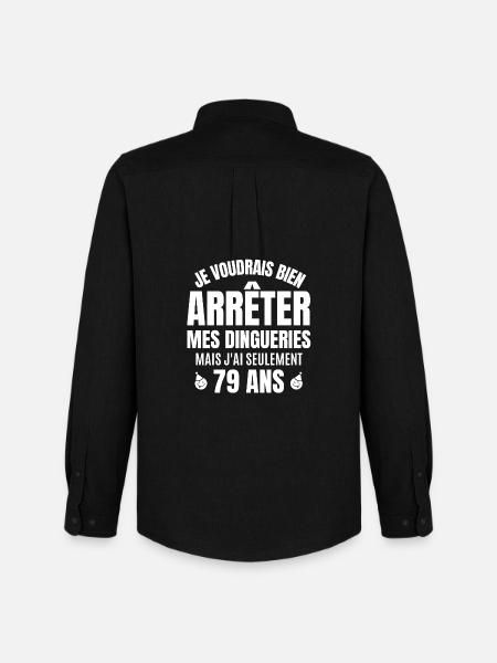 anniversaire 79 ans, anniversaire - Chemise Oxford homme Stanley/Stella - noir