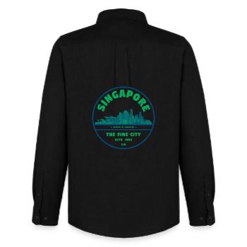 Emblème de la Skyline de Singapour - Chemise Oxford homme Stanley/Stella - noir - Dos - AI Model Male 185 dark (185cm)