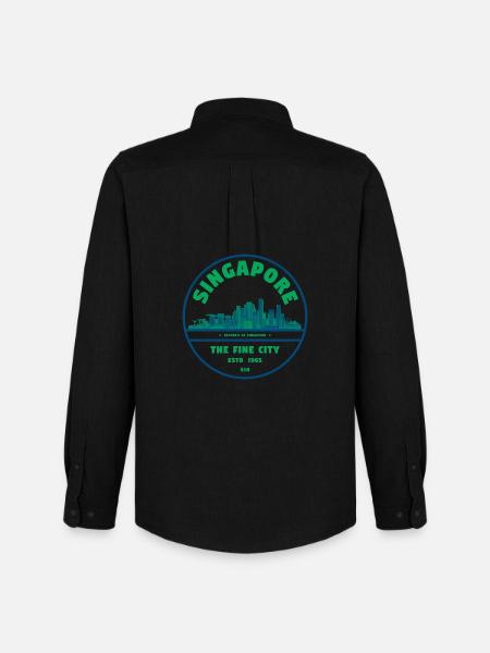 Singapore Skyline Emblem - Men's Oxford Shirt by Stanley/Stella - black