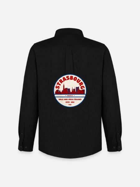 Strassburg Retro Stadtbadge Skyline - Männer Oxford Hemd von Stanley/Stella - Schwarz