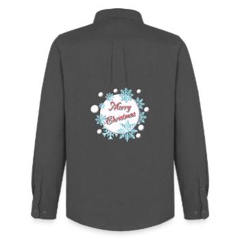 Frohe Weihnachten - Feliz Navidad - Schnee - Männer Oxford Hemd von Stanley/Stella - Anthrazit - Hinten - AI Model Male 185 dark (185cm)