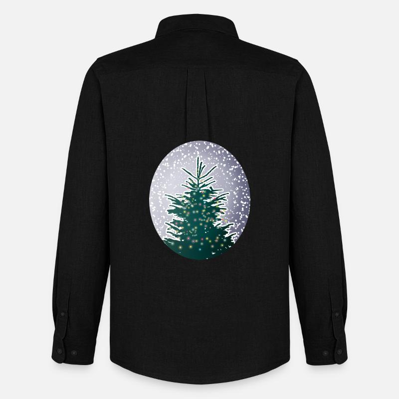 beleuchteter Weihnachtsbaum im Schnee - Männer Oxford Hemd von Stanley/Stella - Schwarz