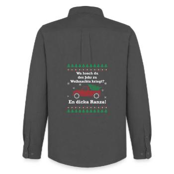 Wa hosch du des Johr zu Weihnachta kriegt? - Männer Oxford Hemd von Stanley/Stella - Anthrazit - Hinten - AI Model Male 185 dark (185cm)