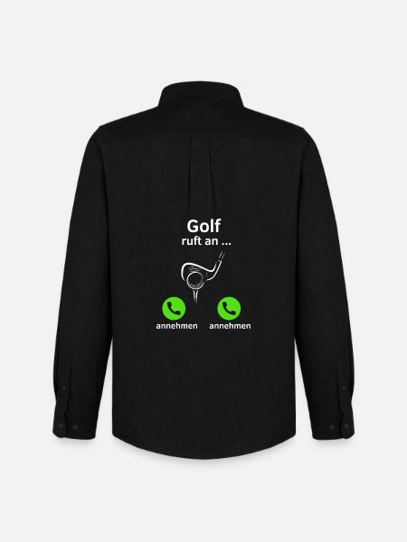 Golf ruft an - annehmen oder annehmen? - Männer Oxford Hemd von Stanley/Stella - Schwarz