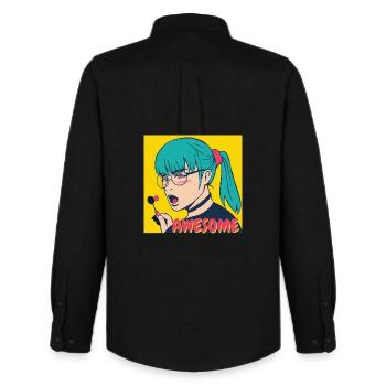 Teal Haar Pop-Art Heldin - Männer Oxford Hemd von Stanley/Stella - Schwarz - Hinten - AI Model Male 185 dark (185cm)