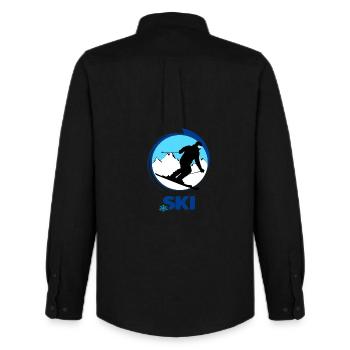 Ski - Männer Oxford Hemd von Stanley/Stella - Schwarz - Hinten - AI Model Male 185 dark (185cm)