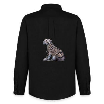 Clouded leopard - Men's Oxford Shirt by Stanley/Stella - black - Back - AI Model Male 185 dark (185cm)
