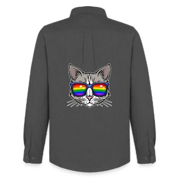 Relation lesbienne bisexuelle Cool Lgbt Cat - Chemise Oxford homme Stanley/Stella - charbon - Dos - AI Model Male 185 dark (185cm)
