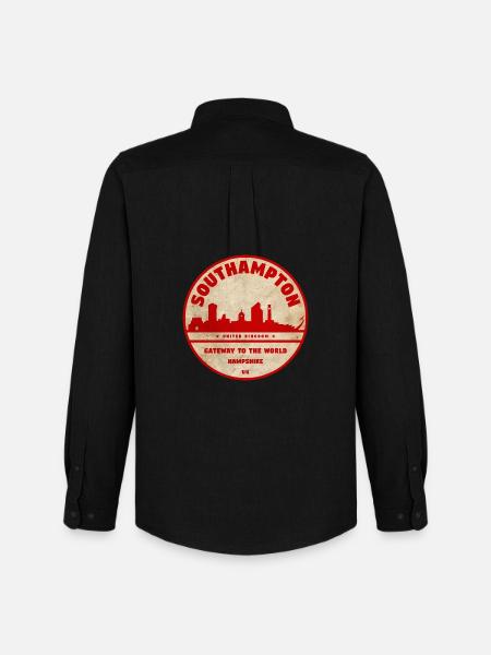 Southampton Skyline Abzeichen - Männer Oxford Hemd von Stanley/Stella - Schwarz
