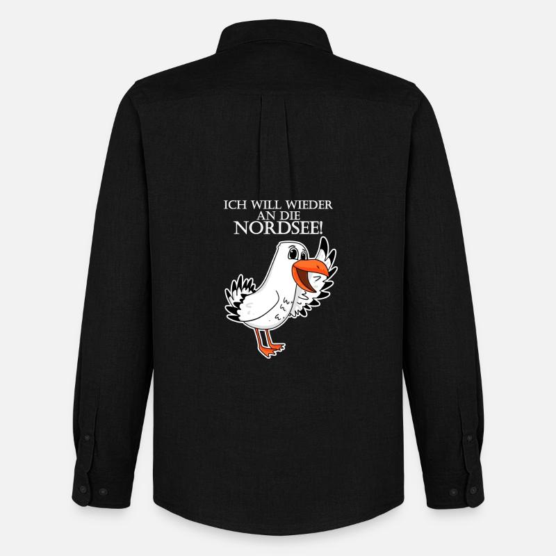 Nordsee Plattdeutsch Spruch Moin Möwe - Männer Oxford Hemd von Stanley/Stella - Schwarz