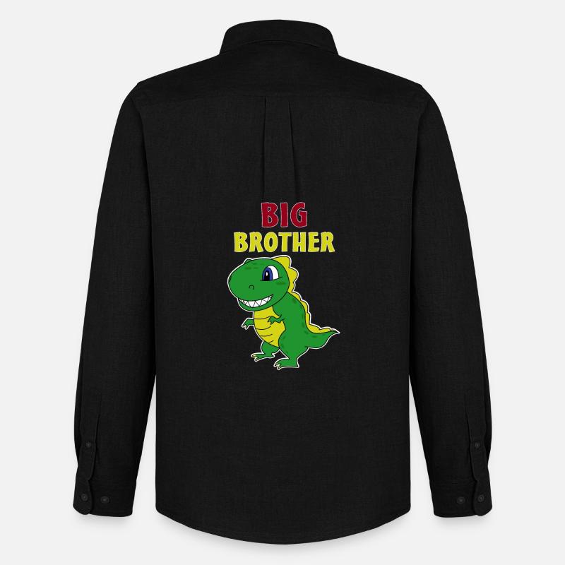 Großer Bruder Dinosaurier - Männer Oxford Hemd von Stanley/Stella - Schwarz