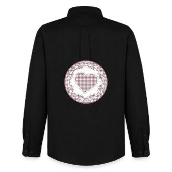 Nostalgia cake tip label in dusky pink with heart - Men's Oxford Shirt by Stanley/Stella - black - Back - AI Model Male 185 dark (185cm)