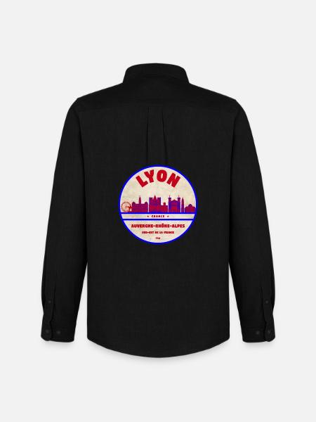 Lyon Vintage Skyline Patch - Men's Oxford Shirt by Stanley/Stella - black