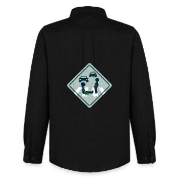 Collage routier militant pour le climat - Chemise Oxford homme Stanley/Stella - noir - Dos - AI Model Male 185 dark (185cm)