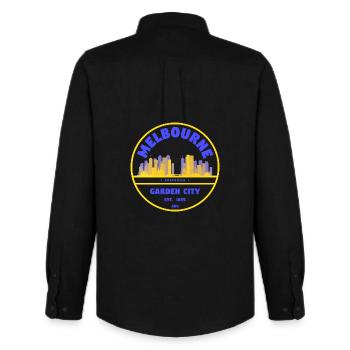 Melbourne Garden City Skyline - Chemise Oxford homme Stanley/Stella - noir - Dos - AI Model Male 185 dark (185cm)