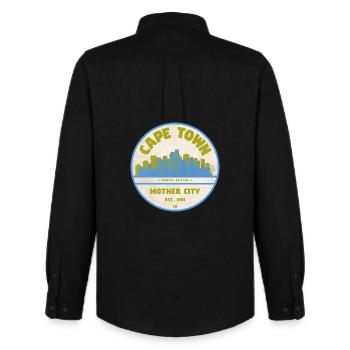 Emblème vintage de la Skyline du Cap - Chemise Oxford homme Stanley/Stella - noir - Dos - AI Model Male 185 dark (185cm)