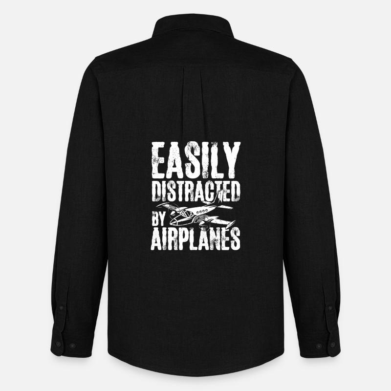 Easily distracted by airplanes - Männer Oxford Hemd von Stanley/Stella - Schwarz