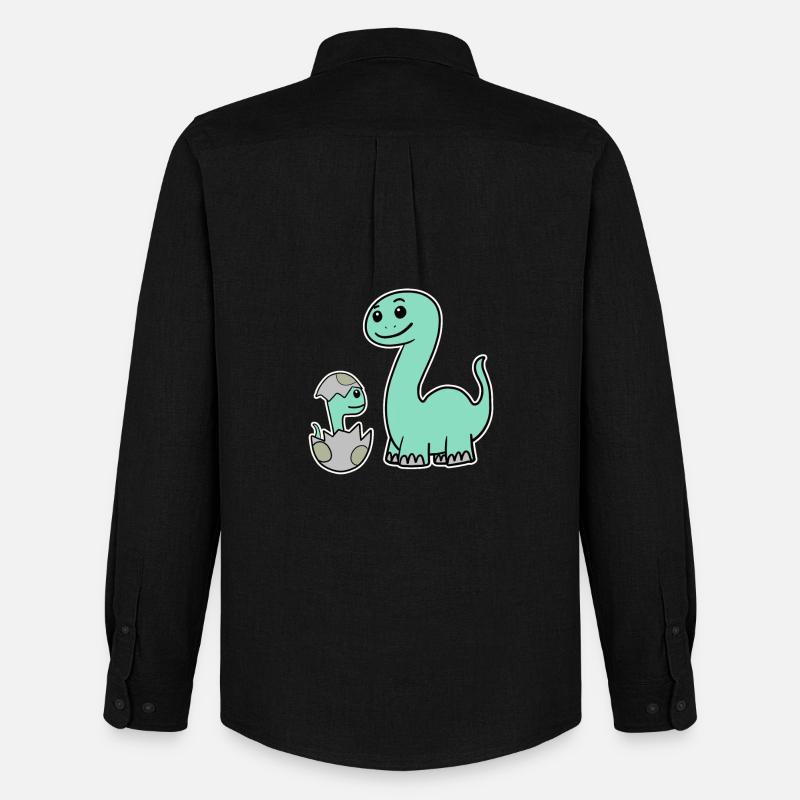 Dinosaurier mit Baby Dinosaurier - Männer Oxford Hemd von Stanley/Stella - Schwarz