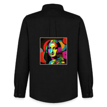 Porte Pop Art - Chemise Oxford homme Stanley/Stella - noir - Dos - AI Model Male 185 dark (185cm)
