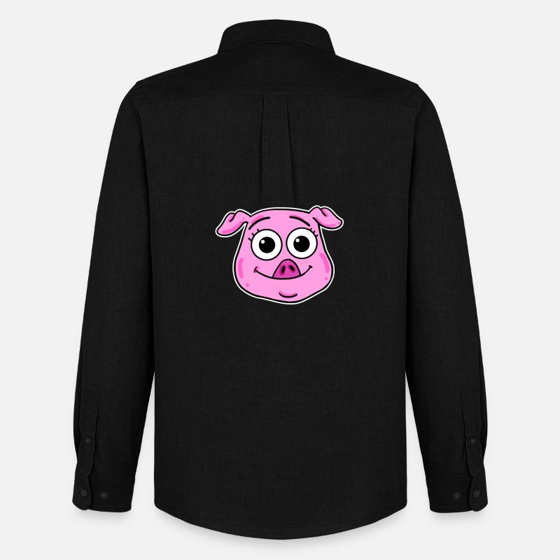 Schwein Kopf Tierkopf - Männer Oxford Hemd von Stanley/Stella - Schwarz