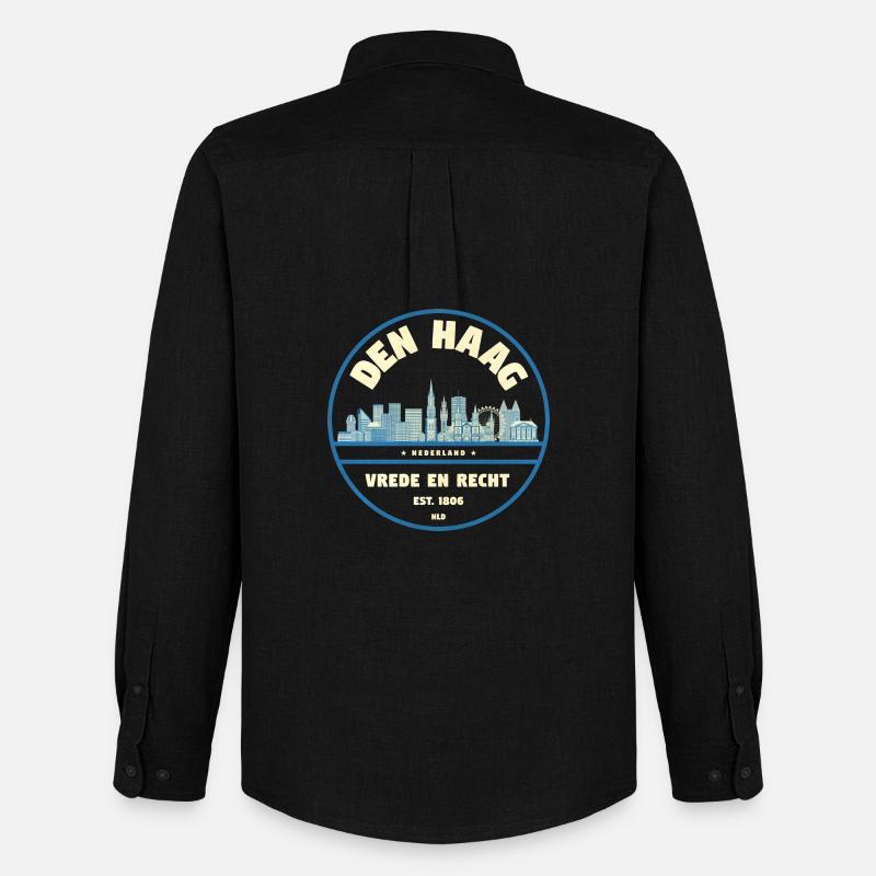 Den Haag Skyline Emblem Niederlande - Männer Oxford Hemd von Stanley/Stella - Schwarz