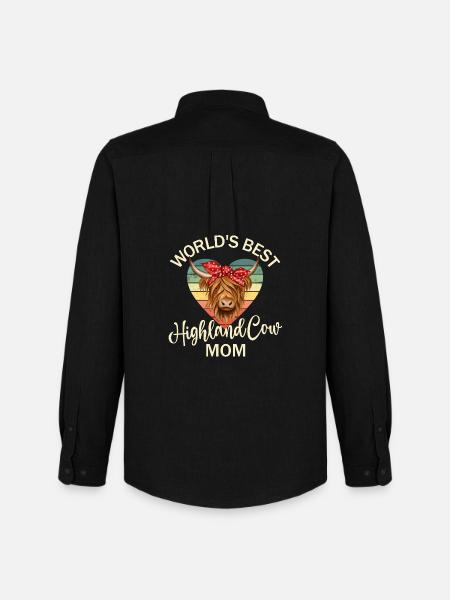 Scottish Highland cattle cow - Men's Oxford Shirt by Stanley/Stella - black