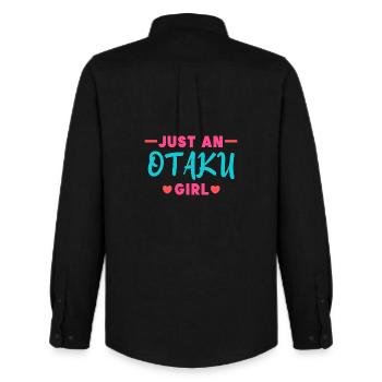 Pop Culture Japan Anime Manga Heart Statement - Men's Oxford Shirt by Stanley/Stella - black - Back - AI Model Male 185 dark (185cm)