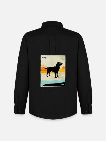 Sonnenuntergangs-labrador mit Brille - Männer Oxford Hemd von Stanley/Stella - Schwarz