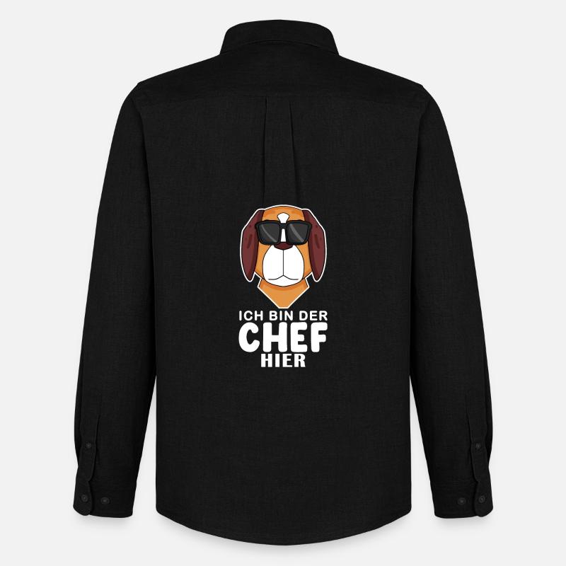 cooler Hund Bernhardiner Chef Spruch - Männer Oxford Hemd von Stanley/Stella - Schwarz