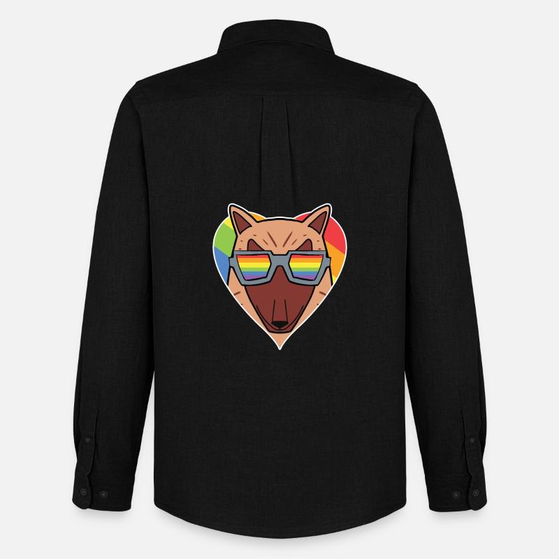 Regenbogen - Hund mit Brille - Männer Oxford Hemd von Stanley/Stella - Schwarz