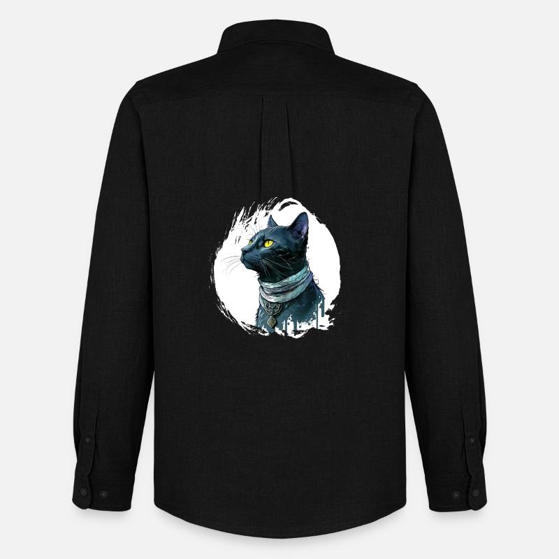 Schwarze Katze Inkl Splash - Männer Oxford Hemd von Stanley/Stella - Schwarz
