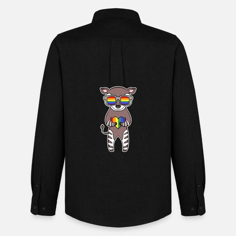 Rainbow - Okapi with glasses - Men's Oxford Shirt by Stanley/Stella - black
