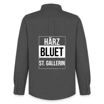 Härzbluet St. Gallerin St. Gallen - Chemise Oxford homme Stanley/Stella - charbon - Dos - AI Model Male 185 dark (185cm)