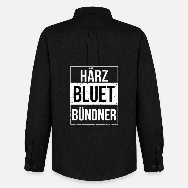 Härzbluetbündner Bündner Graubünden - Männer Oxford Hemd von Stanley/Stella - Schwarz